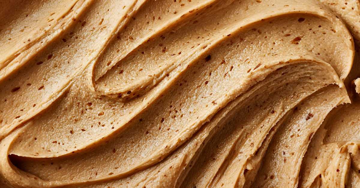 Close-up of creamy almond butter